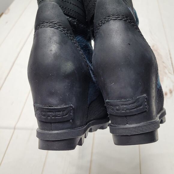 Sorel Lexie wedge boots black blue plaid waterproof - Picture 6 of 8